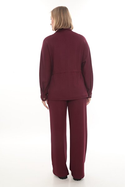 zitex Gold Zipper Detailed Zr Model Modal Fabric Tracksuit Set with Gathered Waist