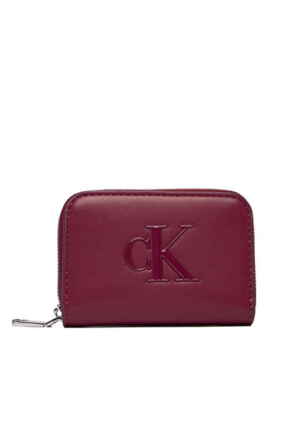 Calvin Klein Women's Ck Patterned Zipper Closure Card Compartment Red Wallet Lv04F1154G-Z1K