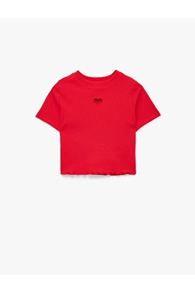 Koton Βαμβακερό κοντομάνικο μπλουζάκι με λεπτομέρεια σε σχήμα καρδιάς