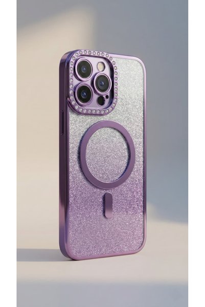 moderla Iphone 15 PRO Kılıf Magsafe Manyetik Wireless Şarj Destekli Simli Elm...