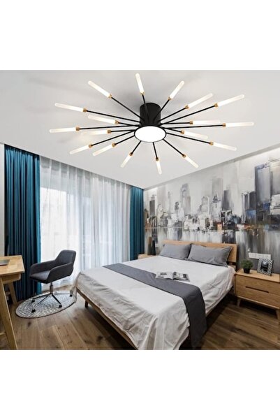 trandafi led LED Chandelier Nordic, 19 lights (1x10W central LED + 18xG4), Acrylic, Gold/Black - Stea Design 8922