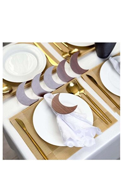 Story of candle Ramadan, 6 napkin holders and placemats with a Ramadan cresce...