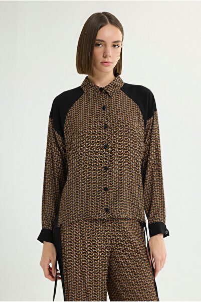 Love My Body Bağcık Detaylı Desenli Gömlek