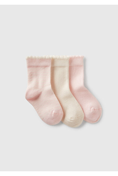 United Colors of Benetton Baby Pink Patterned 3-Piece Sock Set