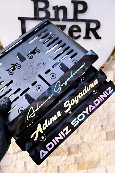 BnP LAZER İsme Özel Hologram Yazı Piano Black Motor Plakalık