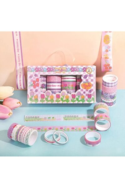 Limmy Bandă adezivă Washi Tape vintage dreptunghiulară Bandă cu model din hârtie de mascare 20 buc - Sunny Day