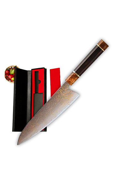 NEOSOR Professional VG10 Damascus Knife, 37 Layers, 60+ HRC Hardness, Octagonal Japanese Handle, Ebony Wood