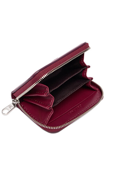 Calvin Klein Women's Ck Patterned Zipper Closure Card Compartment Red Wallet Lv04F1154G-Z1K