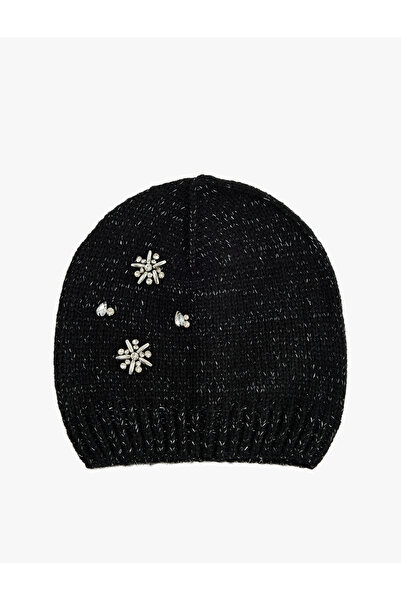 Koton Taşlı Simli Kış Temalı Örgü Bere