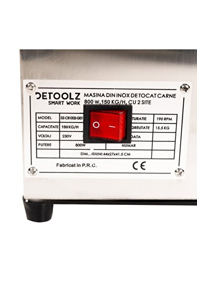 DETOOLZ Detoolz meat grinder, 800W, 150 kg/h Stainless steel with 2 sieves