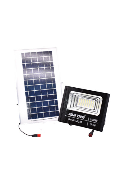 Jortan Ηλιακός προβολέας, LED, Ισχύς 100W, Λευκό φως, Μακρύ καλώδιο, Μαύρο