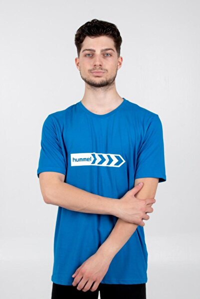 hummel Армін Бавовняна тренувальна футболка Sax синя з принтом