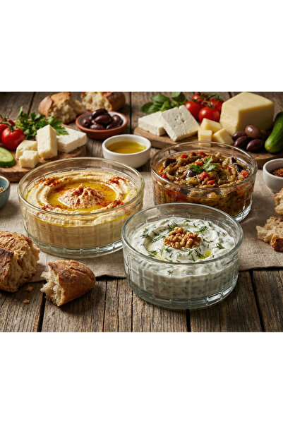 AKDEN STORE Cutting Decor Handcrafted 3-Piece Presentation Bowl 25/19/16cm