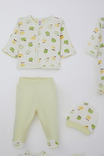 Breeze Baby Boy Hospital Release 8-Piece Cute Little Apple Patterned 0-3 Months, Ecru