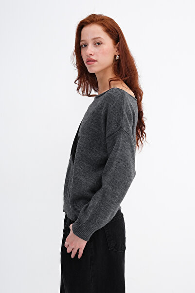 Addax Yıldız Desenli Triko Kazak K3482