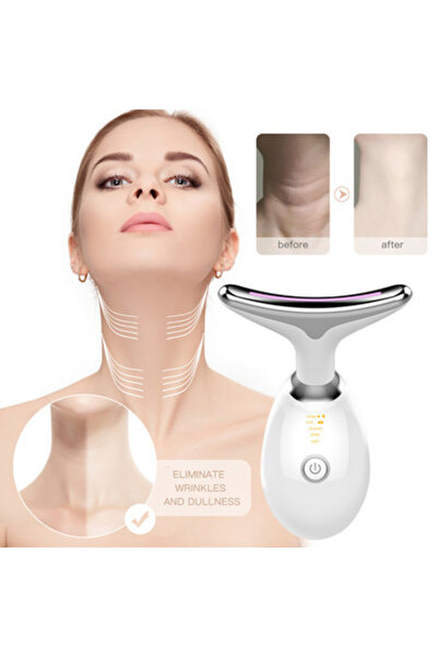 SokShop Dispozitiv de masaj facial și gât cu LED Photon — Antirid, Reduce bărbia dublă, Tonifică pielea