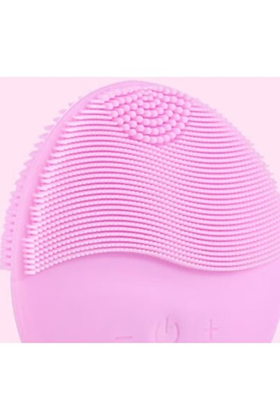 Generic Silicone facial cleansing device, pink, waterproof, rechargeable, with vibration technology