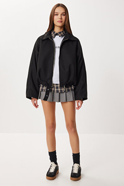 Lovelyİstanbul Belted Cashmere Bomber Jacket Lxa0026 Black