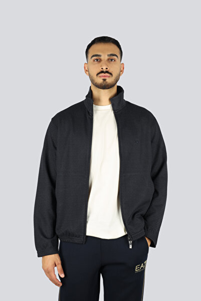 Emporio Armani Men's Long Sleeve Mock Neck Zipper Closure Navy Blue Sweatshirt Em003444 Af13700-Fb297