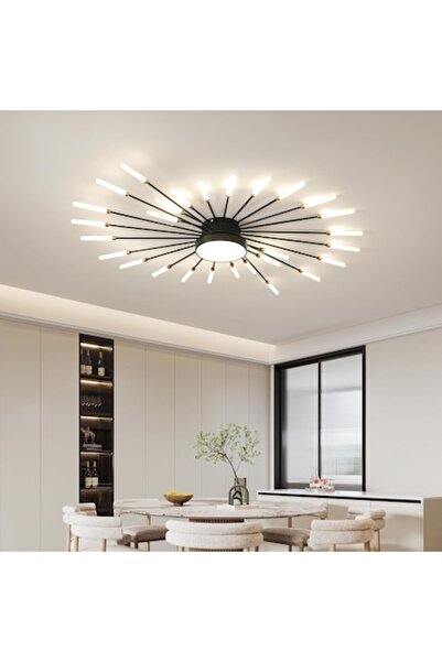 trandafi led Candelabru LED Nordic, 29 surse de lumină (1x12W LED + 28xG4), Acrilic Auriu/Negru - Model 8922/28BK