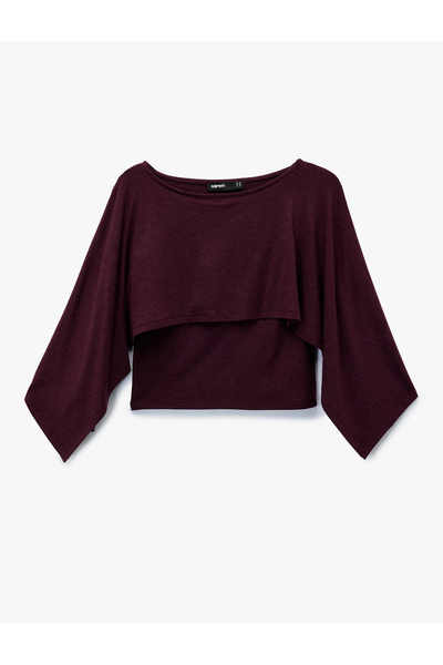 Koton Slim Fit Round Neck Bat Sleeve Poncho Sweater