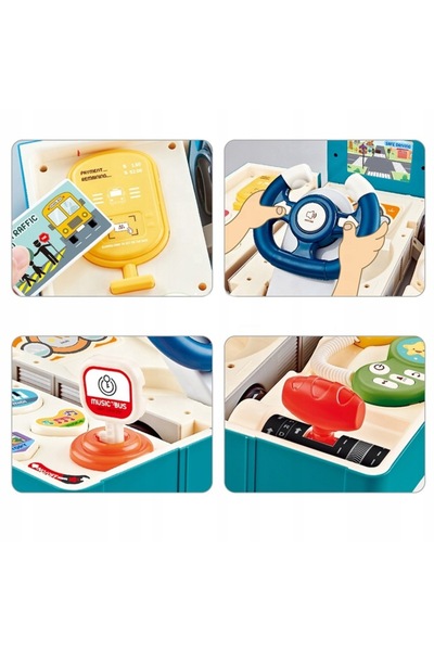 Matadi Interactive 2in1 Blue bus transformable into a driving simulator with steering wheel, traffic signals