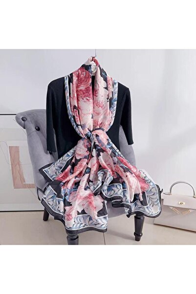 tomrisboutique Luxury Voile Silk Shawl Hijab Foulard Scarf Shawl Floral Patte...