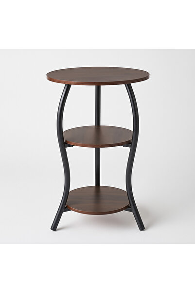 Vi Markets طاولة جانبية خشبية بثلاث طبقات تتميز بتصميم عملي مع إطار معدني أنيق