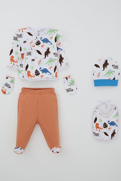 Breeze مجموعة إصدار مستشفى بيبي بوي 5 قطع مملكة الديناصورات 0-3 أشهر، أبيض