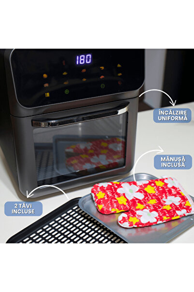 OferteTop Electric Hot Air Oven Airfryer, Two Levels, 1350W, 8 Liters