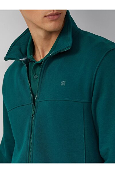 s.Oliver Men's high collar zip-up blouse, Regular fit, Green
