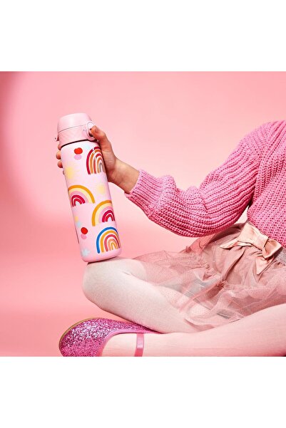 Ion8 Stainless Steel Water Bottle 600ml, Leakproof, Flip Cap, Rainbow