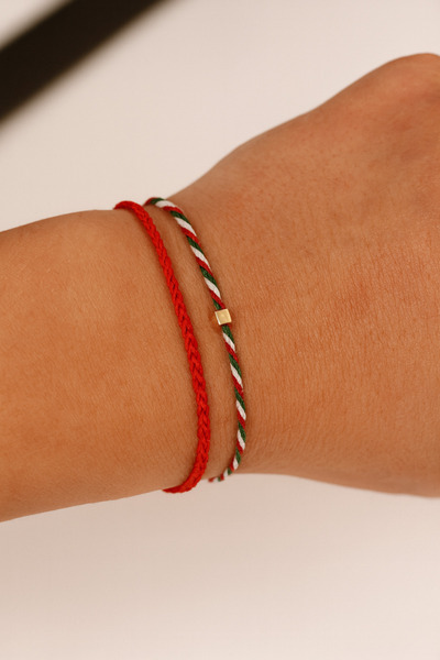 Ayluf Yılbaşı Kırmızı İpli Şans Bilekliği İkili Mutlu Yıllar Noel Baba Hediye Kartı Hediyeli