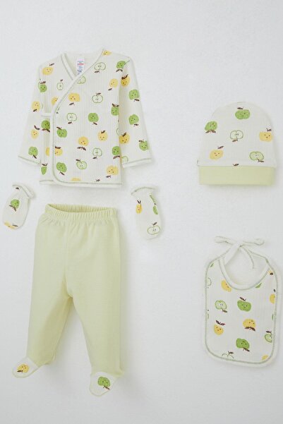 Breeze Baby Boy Hospital Release 5-Piece Cute Little Apple Patterned 0-3 Months, Ecru