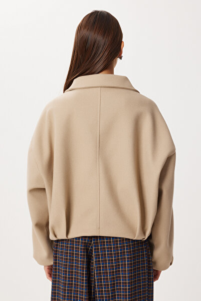 Lovelyİstanbul Belted Cashmere Bomber Coat Lxa0026 Beige