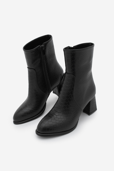 Marjin حذاء نسائي ذو كعب سميك بسحّاب ميريسا أسود كروكو