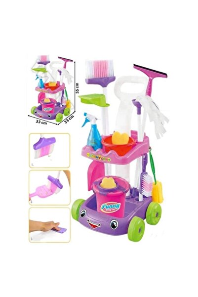 Toy Toy Toy Large children's cleaning toy set with mop, trolleys and accessor...