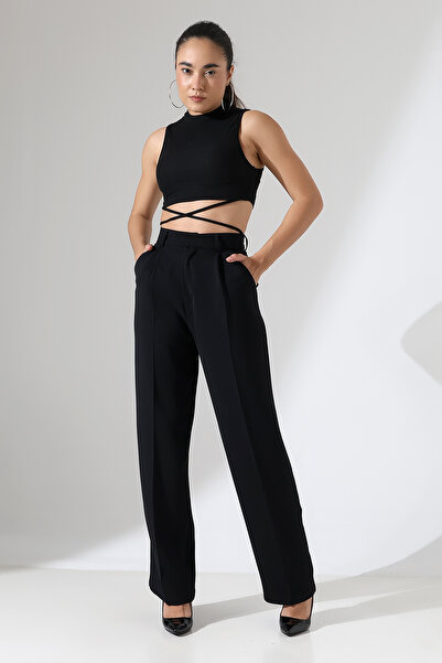 LOKADI Women's High Waist Pleated Palazzo Pants