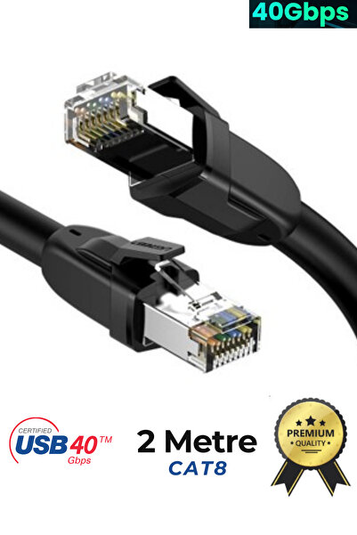 Sarftech CAT8 2 Metre Premium Süper Hızlı Ethernet Kablosu 40 Gigabit/S 2000M...