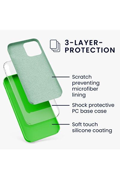 KWmobile Case for Apple iPhone 12/iPhone 12 Pro, Silicone, Green, 52641.44