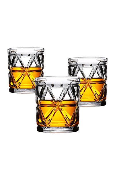 Delisoga Set of 6 whiskey / fine drinks glasses, 350 ml - thick, transparent glass, elegant glasses for the bar