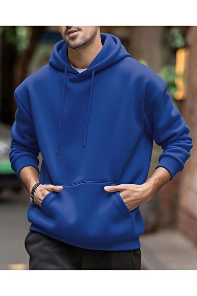FAVORİST Men's Hooded Plain Unprinted Sweatshirt