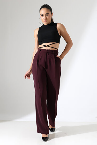 LOKADI Women's High Waist Pleated Palazzo Pants