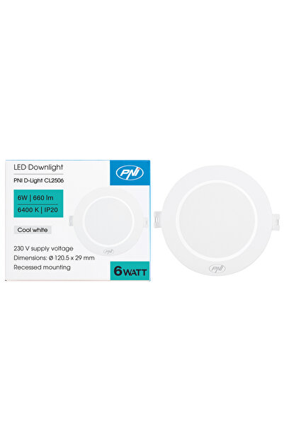PNI D-Light CL2506 6W LED spot, recessed, round 120 cm, 6400K