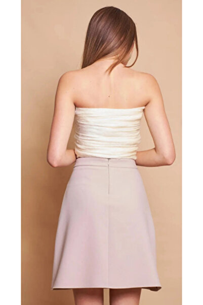 greymoda Fusta clopot din țesătură lycra ușoară cu talie înaltă de culoare neagră