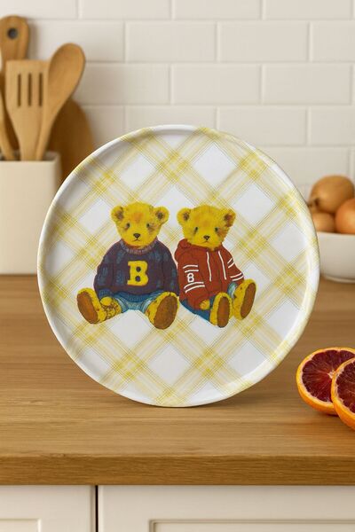 ela777 Tedy Teddy Ayı Bear Collection Sunum Kahve Tepsisi metal 23 Cm