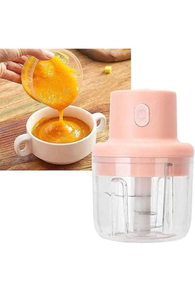 SokShop Mini tocător electric de alimente, 250 ml, 3 lame, rezistent la apă, încărcare USB, roz