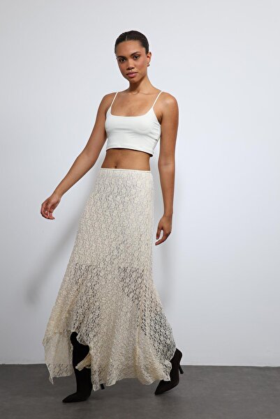 Antioch Ecru Lace Midi Skirt