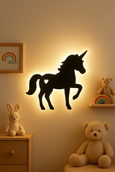 Dekorvin 1 Adet Unicorn Led Işık Gece Lambası Bebek Çocuk Odası Duvar Dekoras...