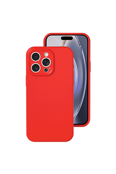 Najmaddin حافظة آيفون 16 برو نانو من الداخل مصنوعة من السيليكون المخملي - أحمر